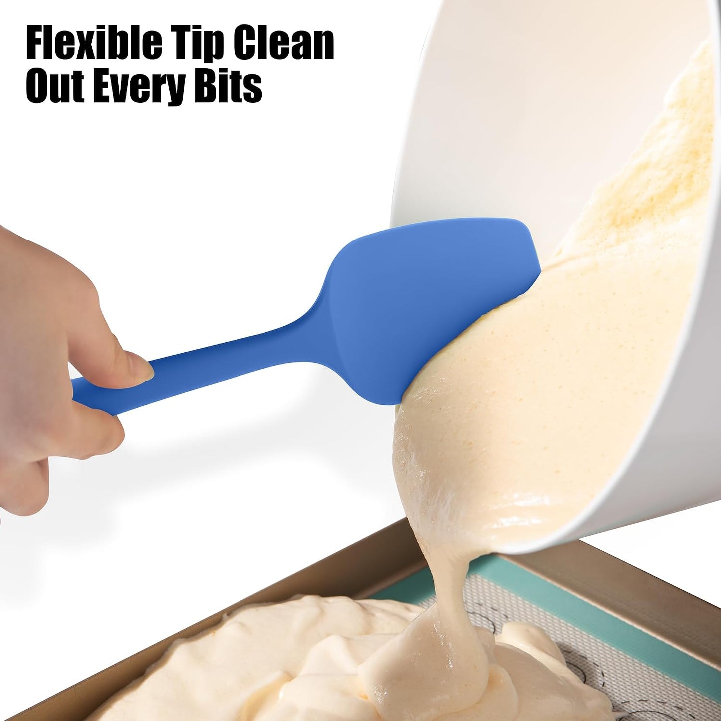 Heat Resistant Silicone Spoon Spatulas, Doosu 600°F High Temp Flexible Cooking Spoons Kitchen Spoonula Scratch-Proof for Mixing Stirring Scraping Serving Non-Stick Cookware (Set of 3, Multi-4)