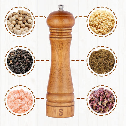 Gulex Wood Pepper Grinder Pepper Mill Adjustable Coarseness 8 Inch Retro