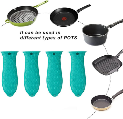 Silicone Hot Handle Holder - Potholder for Cast Iron Skillets & Frying Pans - Heat Resistant Sleeve Grip Handle Cover, Red, Black, Blue, Green