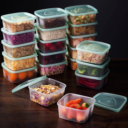 LivLab Mker 20 PCS Food Storage Containers with Lids - Reusable Meal Prep Containers Bpa-Free Freezer Lunch Boxes for Leftovers, Snack, Fruits, Salad - 10Sets | 20 fl oz | 2.5 Cups