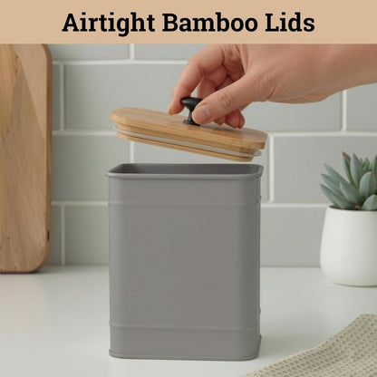 Kitchen Canisters for Countertop Set of 4 with Customizable Chalkboard Labels & Marker Pen - Big Iron Kitchen Canisters with Airtight Lids - Sage Green Canister Set - Flour and Sugar Containers