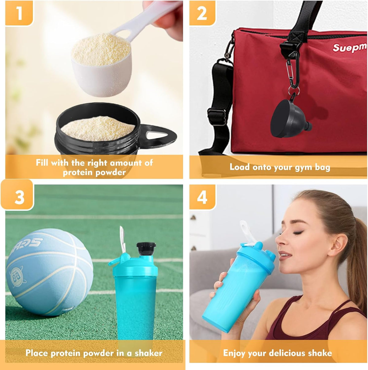 2 Pcs Protein Powder Funnel, 50ml Protein Powder Travel Container