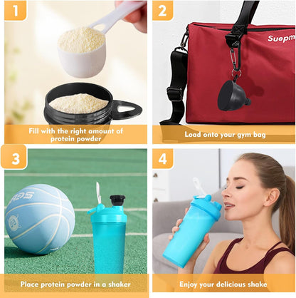 2 Pcs Protein Powder Funnel, 50ml Protein Powder Travel Container