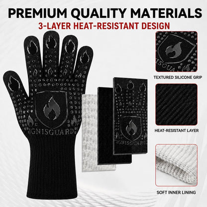 BBQ & Grill Gloves, Oven Gloves Heat Resistant, 1 Pair, Red (L)