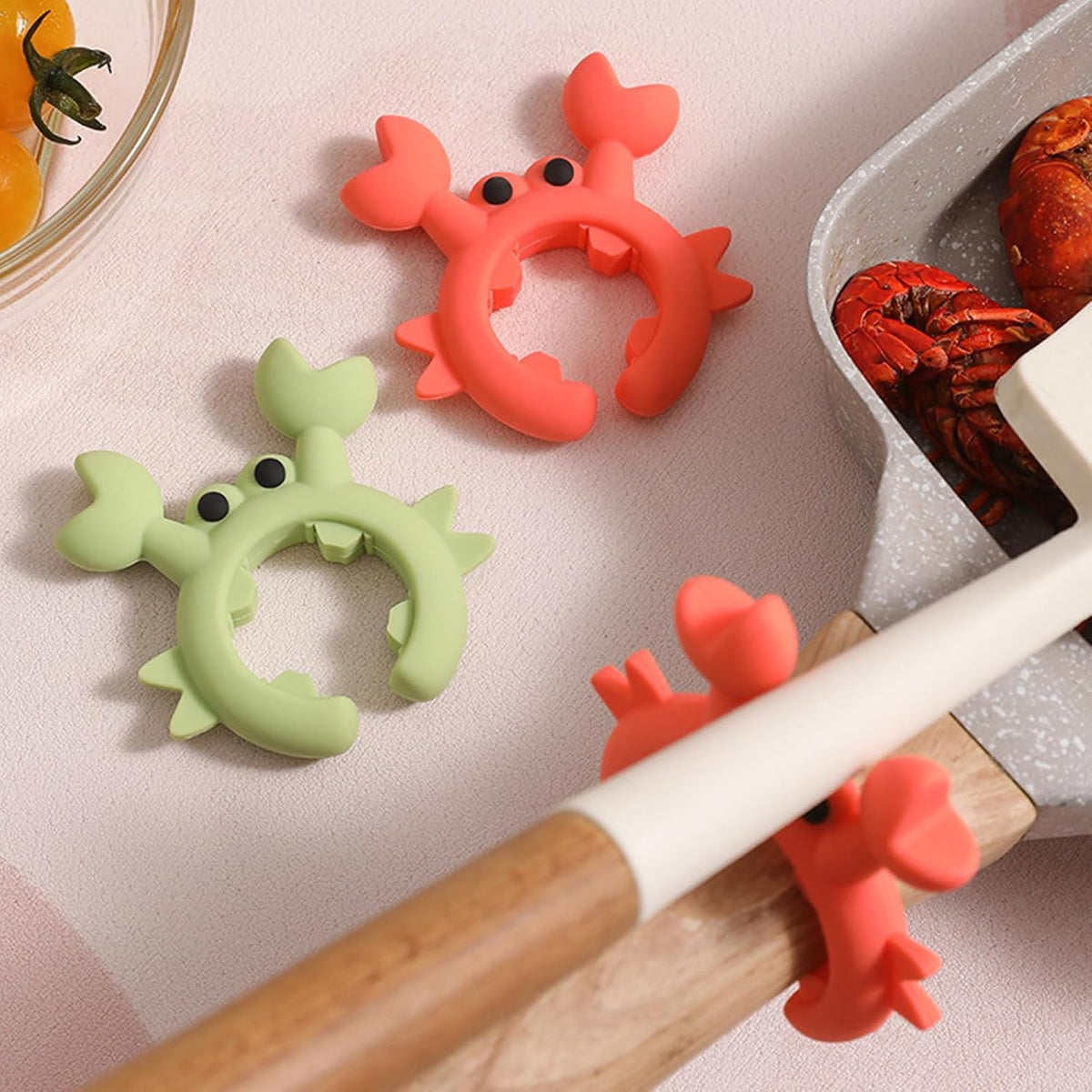 Crab Spatula Holder, Crab Shaped Silicone Spatula Holder Anti-scalding, Adjustable Crab Utensil Holder, Crab Spoon Holder For Pot Boil Over Spill Stopper,cute Creative Crab Gifts (green)