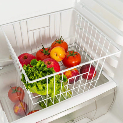 16inch Farmhouse Freezer Wire Baskets Organizer Storage Bins Large Organizer Baskets with Handles for Storage, Office, Kitchen, Pantry, Cabinet, Closets - Set of 6 (White 6)
