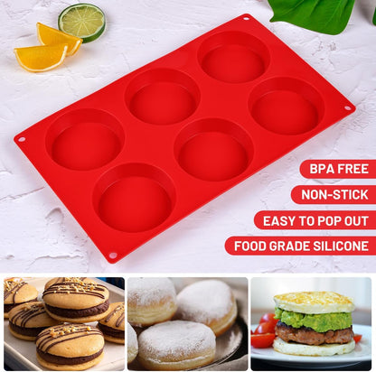 CAKETIME Muffin Top Pan, Silicone Egg Molds for Breakfast Sandwiches 3 Inch Round Baking Pan for Oven English Muffins, Whoopie Pies, Corn Bread, Egg bites, Tarts 3 Pack Confetti
