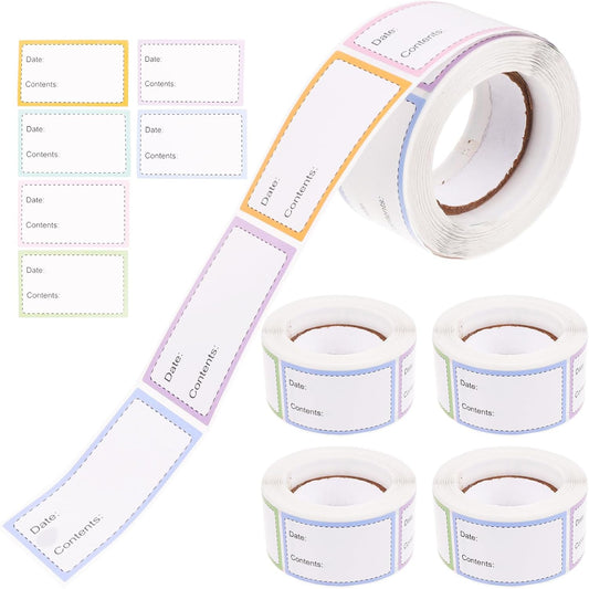 OSALADI 5 Rolls Multi-Function Date Labels for Food Storage Portable Bottle Stickers for Kitchen Organization Blank Decorative Food Labels Easy to Write and Remove for Meal Prep and