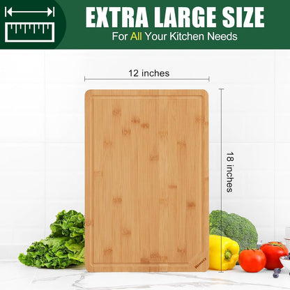 Homaxy Extra Large Bamboo Cutting Boards for Kitchen, 18x12.5" Wood XL Cutting Board with Juice Groove, Butcher Block Wooden Chopping Board for Kitchen, Meat, Cheese, Fruit & Vegetables - Pre Oiled