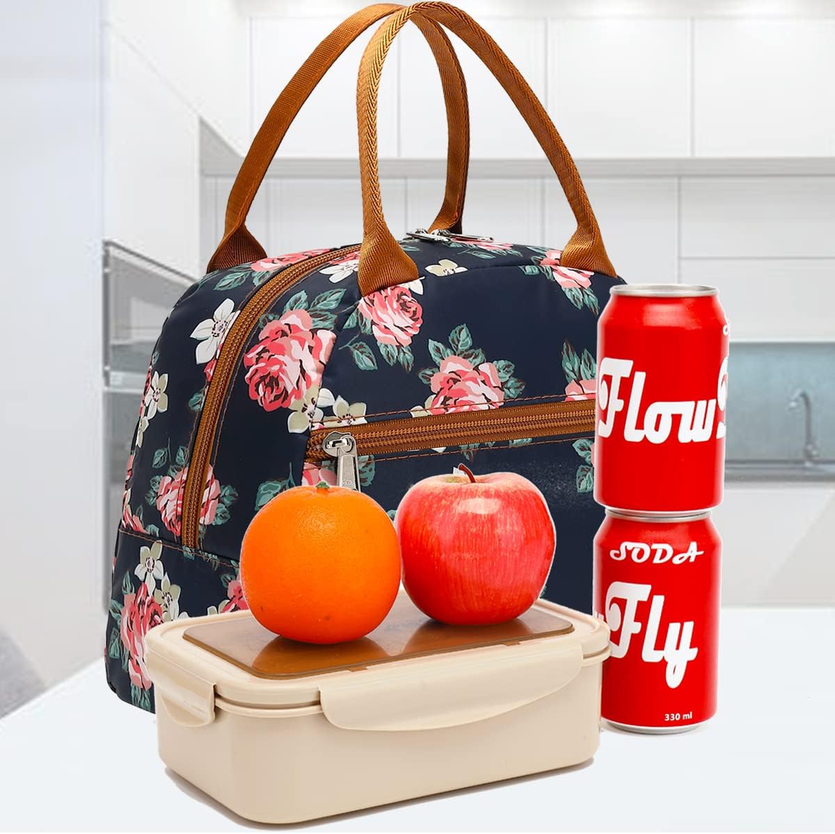 FlowFly Insulated Lunch Cooler Bag - Tote Bag Organizer for Women/Men, Black - Colors B