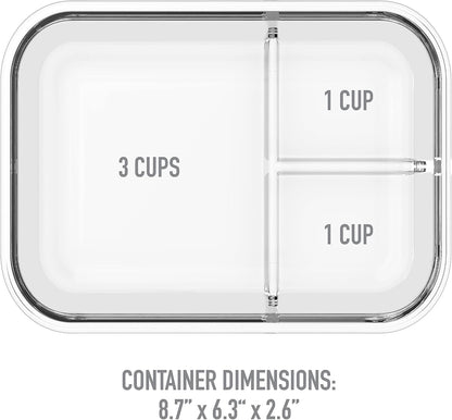 Bentgo Glass Lunch Box - Leak-Proof Bento-Style Food Container with Airtight Lid and Divided 3-Compartment Design - 5 Cup Capacity for Meal Prepping, and Portion-Controlled Meals for Adults (Green)