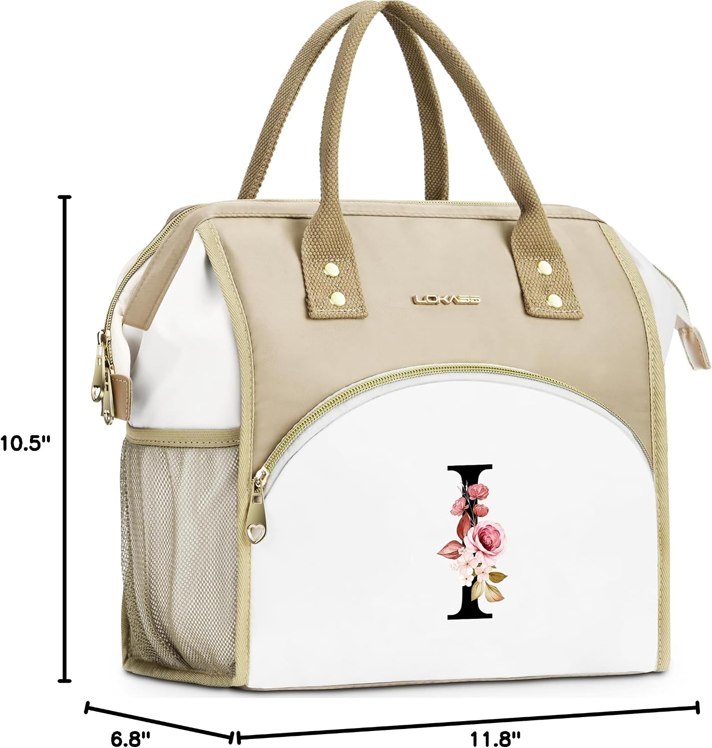 Initial Lunch Bag Women, Cooler Insulated Lunch Bag for Girls, Large Adult Leakproof Lunch Box for Picnic Work, Personalized Tote Bag, Birthday Gifts/Mothers Day Gifts, Letter K.