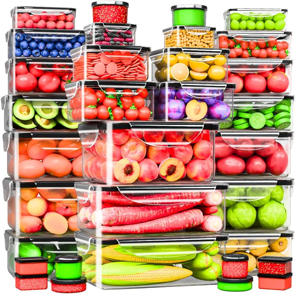 70 Pcs Large Food Storage Containers with Lids Airtight-2500ML to Small Box,Total 22812 ML Stackable Kitchen Bowls Set(35 Containers,35 Lids)-BPA Free Leak proof Plastic Boxes-Microwave safe