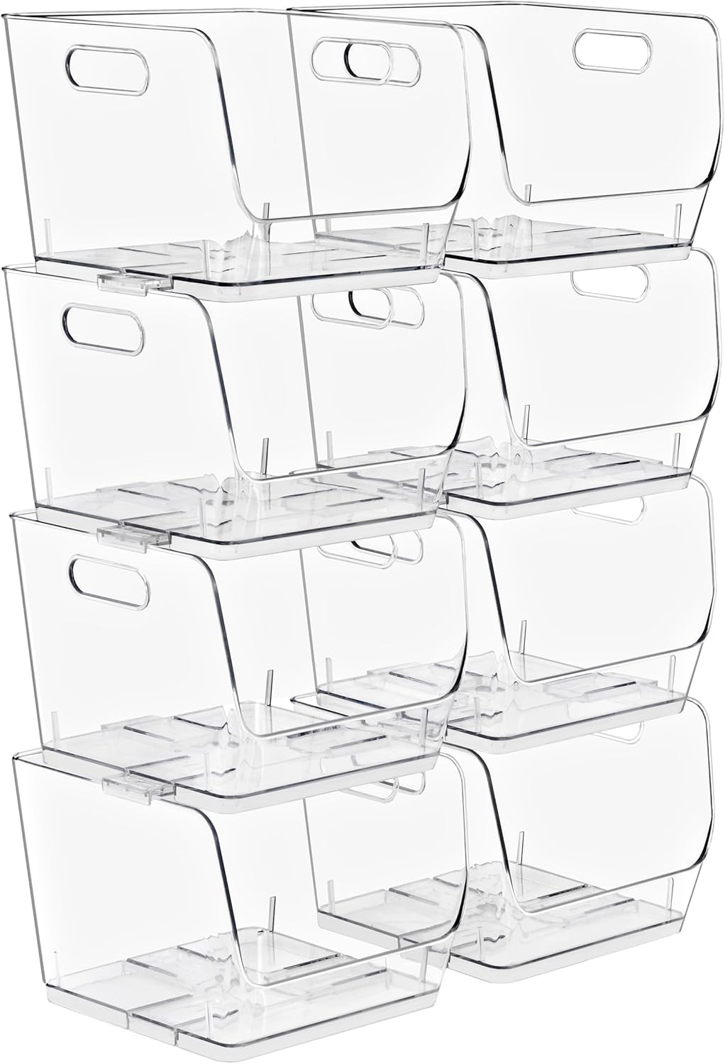 Sorbus Stackable Storage Bins Open Front - Clear Stackable Storage Bins - Pantry Bins for Storage and Organization - Acrylic Stackable Bins for Kitchen - Clear Pantry Organizer Bins (Medium 2 Pack)