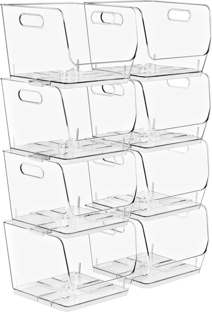 Sorbus Stackable Storage Bins Open Front - Clear Stackable Storage Bins - Pantry Bins for Storage and Organization - Acrylic Stackable Bins for Kitchen - Clear Pantry Organizer Bins (Medium 2 Pack)