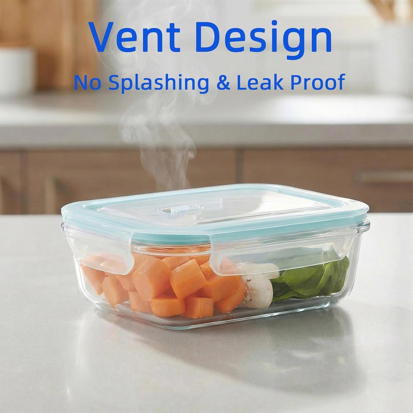 8 Pack Glass Meal Prep Containers with Lids, Glass Food Storage Containers with Airtight Vent Hole Lids, Lunch Containers Sets with lids Glass, Microwave Oven Freezer Dishwasher Safe
