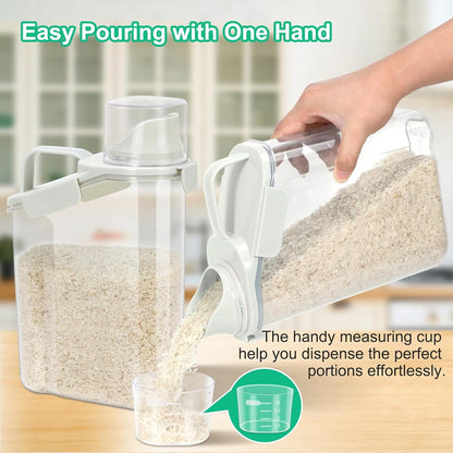 TBMax 2 Pack Airtight Rice Container 5 Lbs +10 Lbs, Cereal Container Oatmeal Storage with Easy-pouring Spout & Handy Cup for Flour Grain Beans, Pet Dog Cat Bird Food Storage Dispenser -Pink