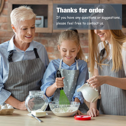 OYV Dishwasher Safe Silicone Whisk, Sealed Waterproof Design Set of 3, Professional Kitchen Whisks for Cooking Non-Scratch, Silicone & Stainless Steel Whisk, Heat Resistant Balloon Egg Beater, Black