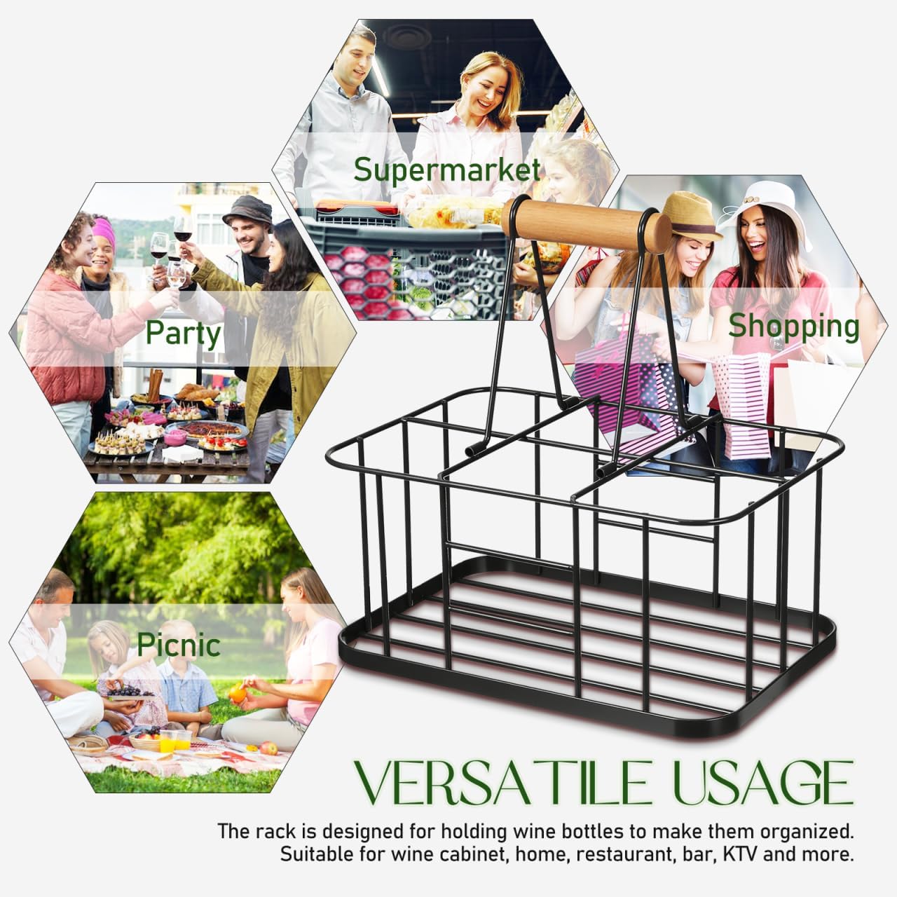 Cabilock Water Bottle Carrier Milk Bottle Holder Wire Metal Doorstep Milk Crate Basket for Farmhouse Kitchen Organizer Holder