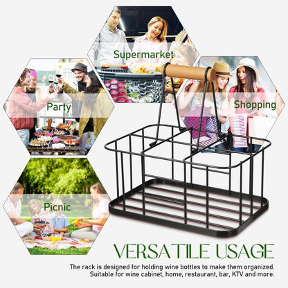 Cabilock Water Bottle Carrier Milk Bottle Holder Wire Metal Doorstep Milk Crate Basket for Farmhouse Kitchen Organizer Holder