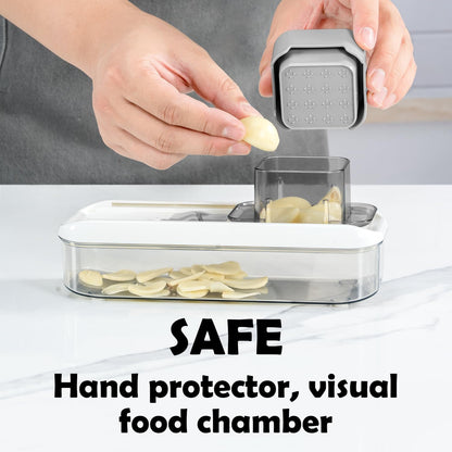 Badelite Mini Garlic Slicer Multi-Functional Mandoline Slicer Veggie Shredder Garlic Ginger Grinder Vegetable Mandoline Cutter with Container