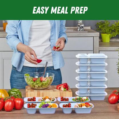 Dealusy 50 Pack (100-Piece) 28 oz Meal Prep Containers Reusable with Lids 2-Compartment, Sturdy Leakproof Food Safe, Microwave Freezer Dishwasher Safe, To Go Take Out Plastic Food Storage, Black