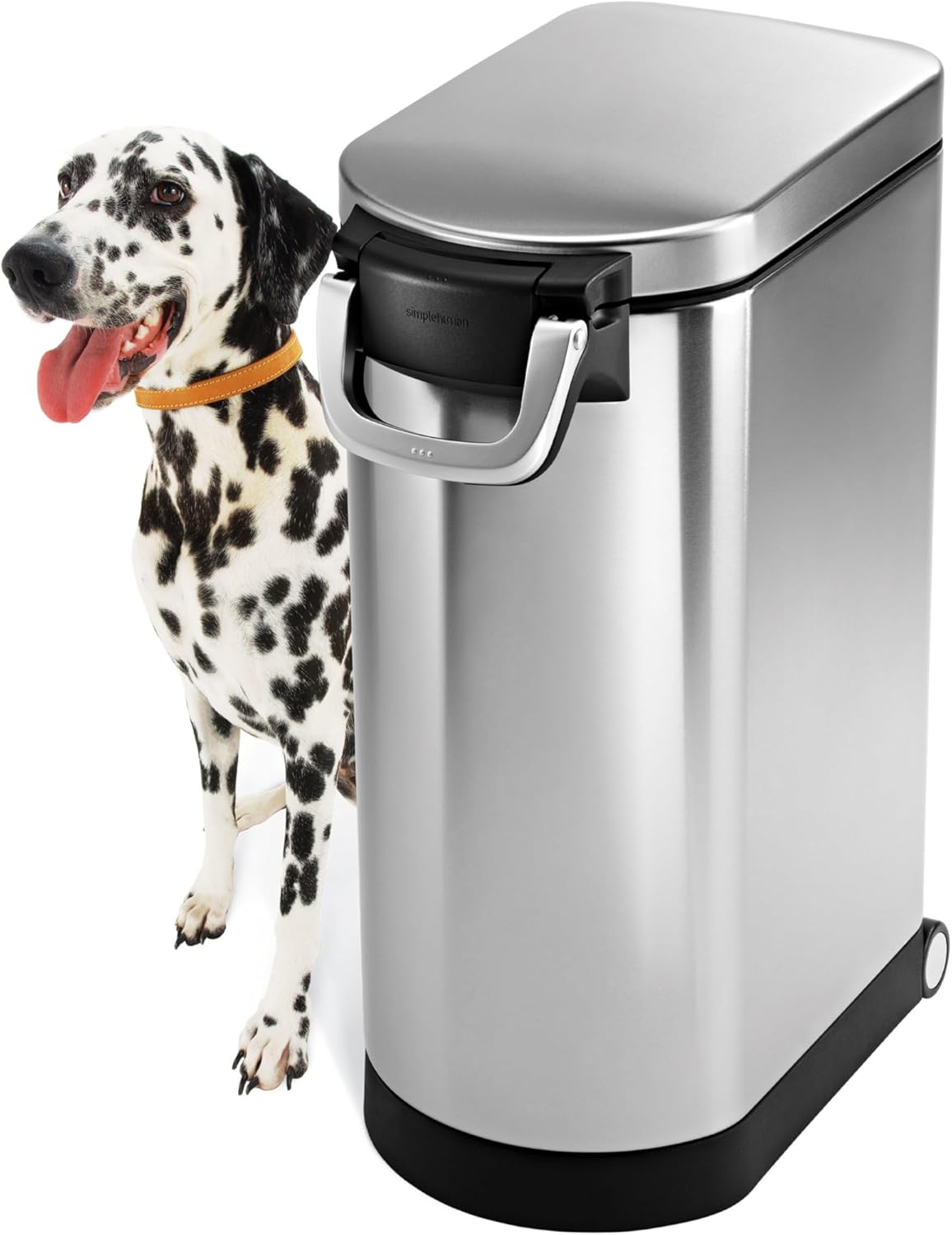 simplehuman 25 Liter, 27 lb / 12.2 kg Medium Pet Food Storage Container for Dog Food, Cat Food, and Bird Feed, Alloy Steel, Matte Black