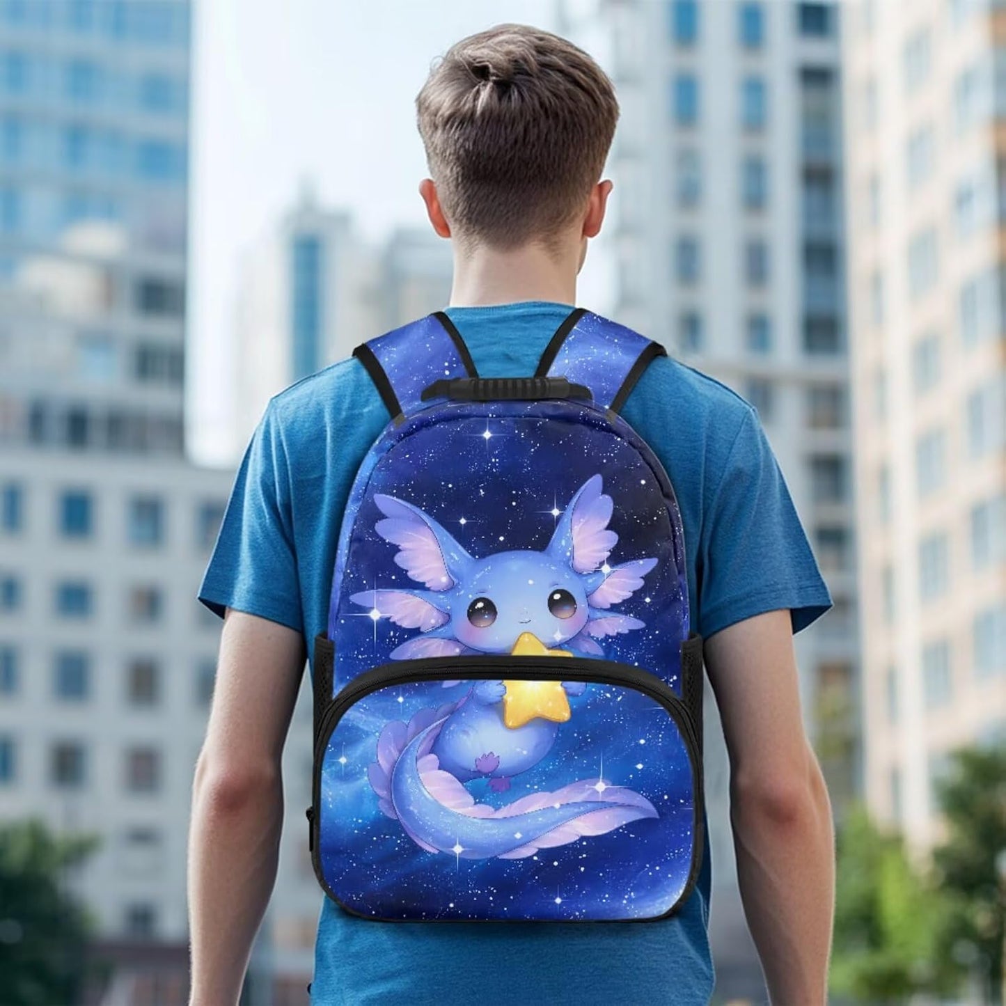 Cute Capybara Pizza Backpack for Girls, 5 Pcs Boys School Bag Set for Kids, 17 Inch Backpacks Lunch Pencil Box Reusable Utensils Case Set for Middle Elementary School, 3rd Grade Backpack