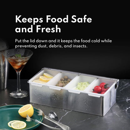 New Star Foodservice | Multi-Compartment Restaurant-Grade Condiment Dispensers (Silver, 3 Compartments)