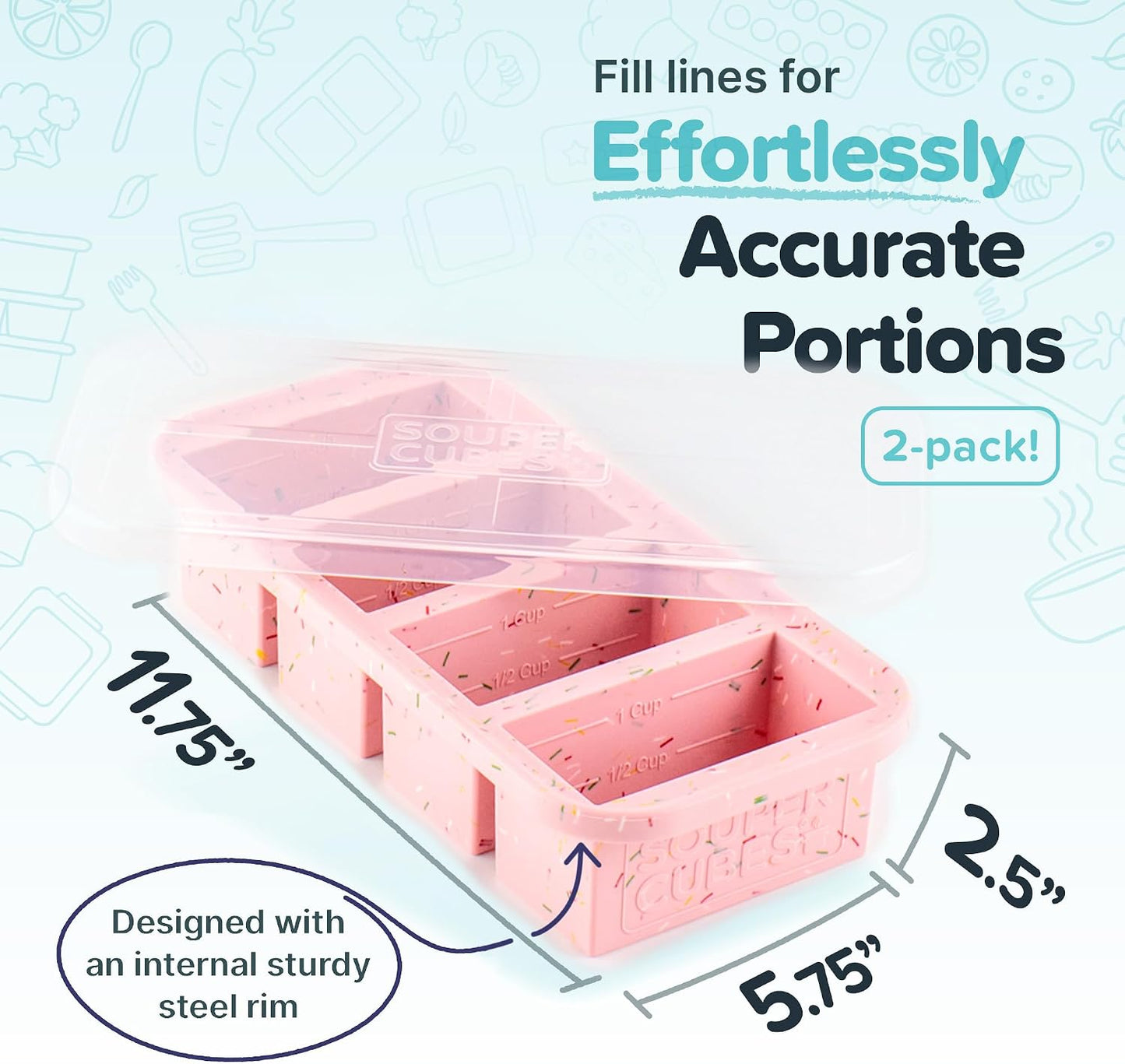 Souper Cubes 1 Cup Silicone Freezer Molds - Soup Cubes Perfect for Freezing Broth, Rice, Leftovers and More - Silicone Freezer Trays with Lids for Meal Prep - Aqua - 1-Pack