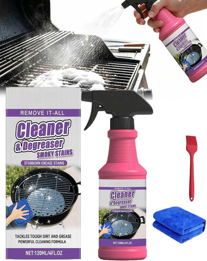 Fast-Acting Heavy-Duty Grill Degreaser Spray, 120ml BBQ Grill Cleaner, Professional Strength BBQ Cleaner & Degreaser For Grates, Ovens & Smoker Racks, Powerful Grease & Burnt-On Carbon Remover (2pc)