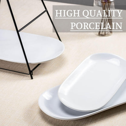 UNICASA Serving Bowls Set, 2 Tier Chip and Dip Bowls with Metal Rack Stand for Fruit, Salad, Candy, Snacks - Ceramic Tiered Appetizer Serving Dishes Food Display Stand for Parties, Kitchen