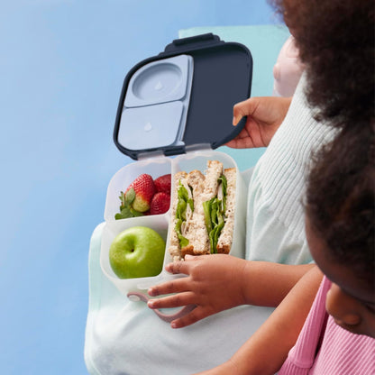 b.box Mini Lunch Box 2-Pack, Leak Proof Bento Box for Kids, 3 Compartment Snack Containers Ages 3+, Lunchbox for Daycare + School, Dishwasher Safe, BPA-Free, PFAS-Free, 4.25 Cup - Blue + Green