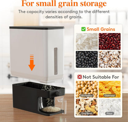 Lifewit Rice Dispenser 25 Lbs(11.3kg), Rice Storage Container Sealed Moisture Proof with Measuring Cup for Kitchen Pantry Household, BPA-Free, 1 Pack Grey