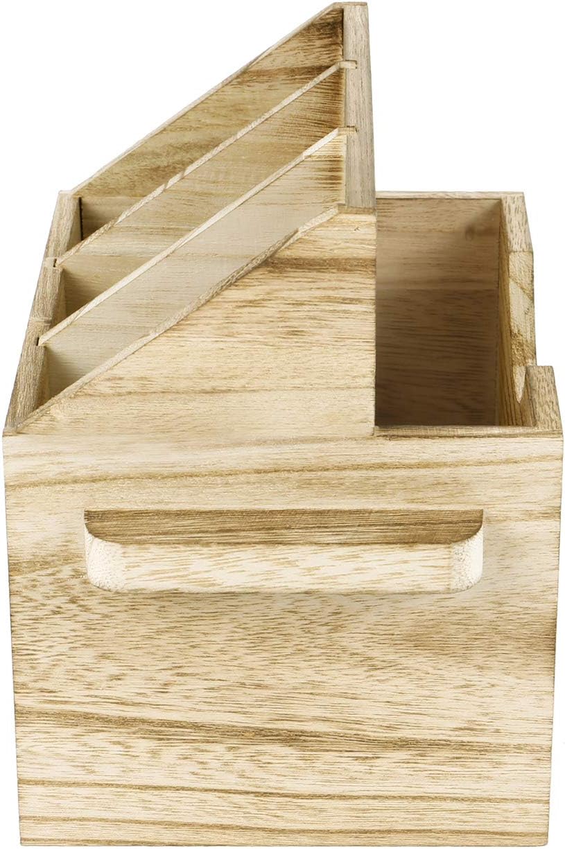 Ikee Design Wooden Utensil Caddy with Handles, Silverware Caddy, Silverware Holder for Countertop,Party,Camping and Kitchen, Silverware Organizer, Picnic Cutlery Holders, White Color