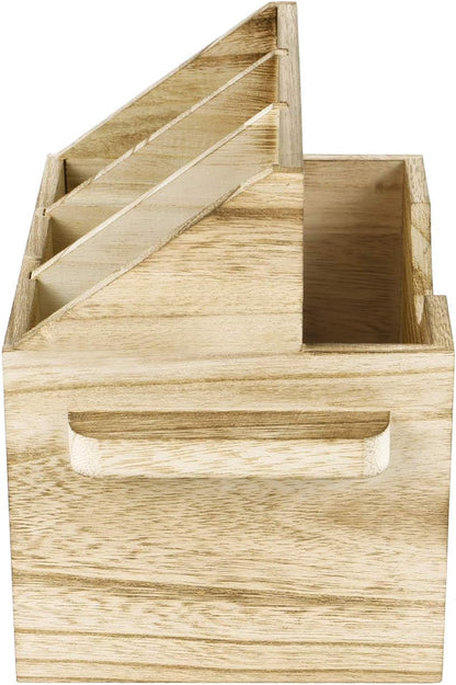 Ikee Design Wooden Utensil Caddy with Handles, Silverware Caddy, Silverware Holder for Countertop,Party,Camping and Kitchen, Silverware Organizer, Picnic Cutlery Holders, White Color
