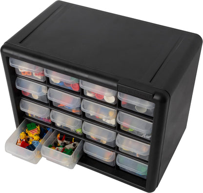 Akro-Mils 44-Drawer Plastic Drawer Storage Cabinet for Garage Organization, Bead Organizer, Building Bricks Storage, Teacher Toolbox, Makeup Organizer, 20" W x 6" D x 16" H, 10144 Black