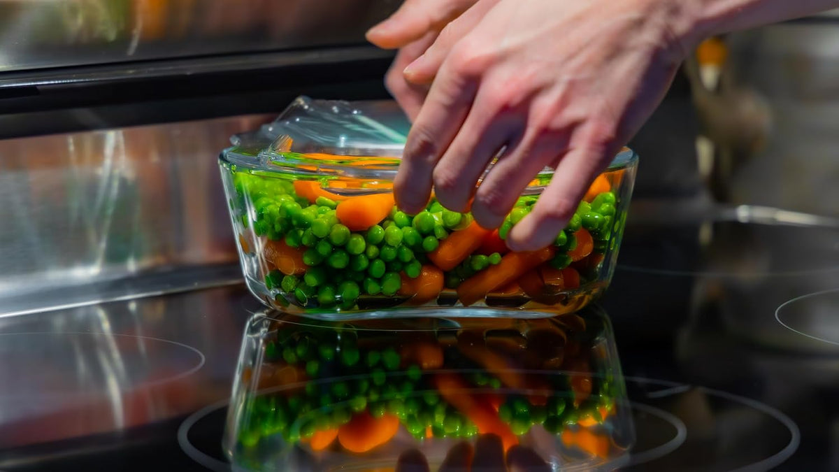 Glass Microwave Vegetable Steamer & Casserole Oven Dish in One! | 100% Glass, Plastic-Free, BPA-Free, and Silicone-Free