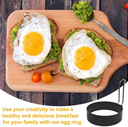 4 Pack Stainless Steel Eggs Maker Non Stick Round Egg Cooker for Cooking Cooking Rings Shaper for Frying Pancake Sandwiches Metal Handle Household Kitchen Breakfast Tool Egg Shaper