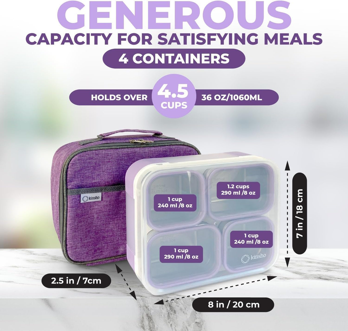 Stainless Steel Bento Lunch Box Set For Adults, Kids - Insulated Bag And Ice Pack - Leak-Proof Metal Compartment Meal Prep Food & Snack Containers For Work Travel School Daycare, 42 Oz Grey Black