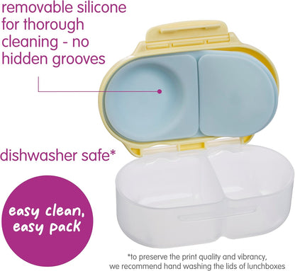 b.box Snack Box 2-Pack - Leak Proof Mini Bento Box for Kids & Toddlers, 2 Compartment Snack Containers for Kids, Dishwasher Safe, BPA-Free, PFAS-Free, Ages 4mo+, 1 3/4 Cup Each (Strawberry + Lilac)
