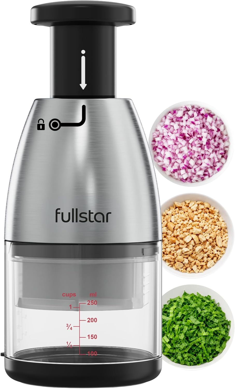 Fullstar Hand Chopper, Manual Vegetable & Onion Chopper, 1 Cup Container