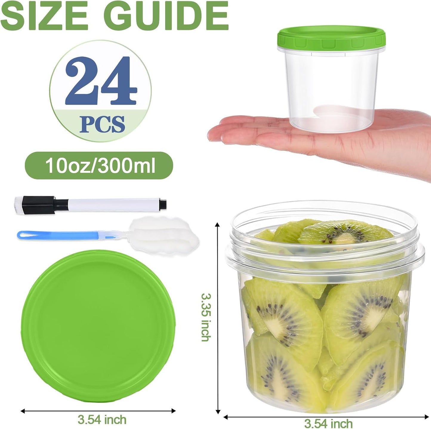 10 oz Plastic Containers with Lids, 12 Pack Stackable Small Freezer Container, Reusable Clear Food Storage Meal Prep Containers for Snack Fruit, Microwave & Dishwasher Safe