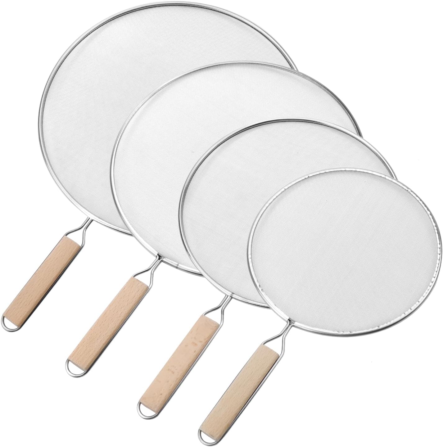 Oedema Set of 4 Splatter Screen Stainless Steel Grease Splatter Guard Fine Mesh Splatter Screen for Frying Pan, Skillet, Pot, Grease Oil Guard, 13"/11.42"/9.84"/8.23"