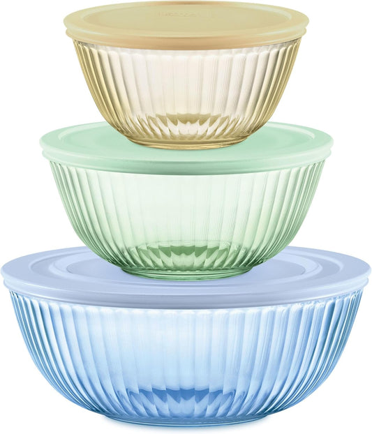 Pyrex Colors Tinted (Full Set) Sculpted Tinted Glass Mixing Bowls