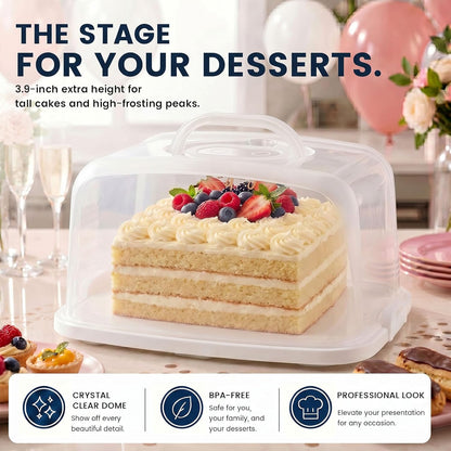 VGOODALL Cake Carrier with Lid and Handle, 12 Capacity Cupcake Holder for Muffin Pies Candies Fruits Snacks Desserts, Perfect for Sheet Cakes, Dishwasher Safe