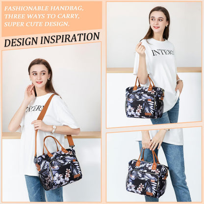 TuErCao Small Lunch Bag Lightweight Insulated Lunch Box for Women Work Portable Soft Cooler for Picnic Travel Road Trips, Loncheras para Mujer, Black