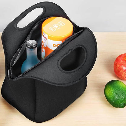yookee home Waterproof Lunch Bag Double Layer Leakproof Neoprene Insulated Lunch Bag Freezable Black Reusable Thermal Lunch Cooler Tote Lunch Box for Boys Men Women Adult Kids for Work Outdoor