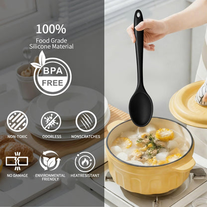 Silicone Spoons Set of 5,Mixing Spoons for cooking,Heat Resistant Spoons, Mixing Spoons for Kitchen Cooking Baking Stirring Mixing Tools (2pcs Large & 3pcs small)