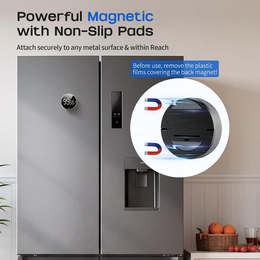 Seniny Digital Kitchen Timer, Magnetic Visual Timer with Large LED Display